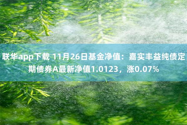 联华app下载 11月26日基金净值：嘉实丰益纯债定期债券A最新净值1.0123，涨0.07%