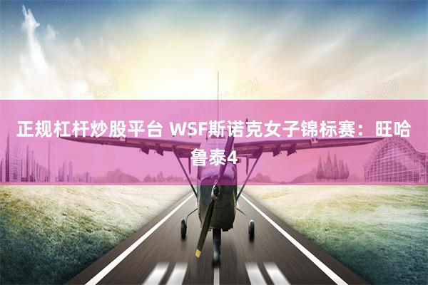 正规杠杆炒股平台 WSF斯诺克女子锦标赛：旺哈鲁泰4