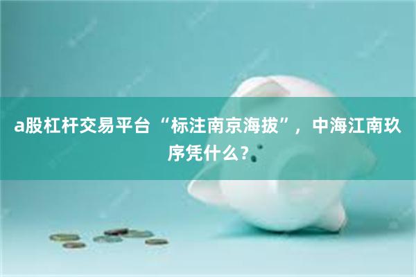 a股杠杆交易平台 “标注南京海拔”，中海江南玖序凭什么？