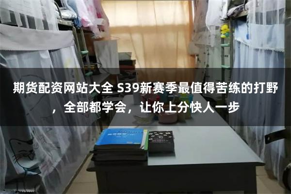 期货配资网站大全 S39新赛季最值得苦练的打野，全部都学会，让你上分快人一步