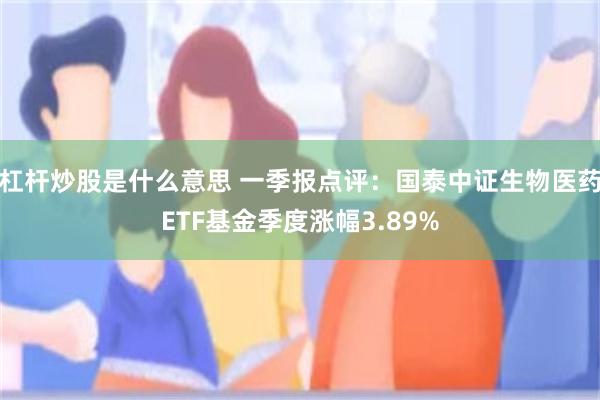 杠杆炒股是什么意思 一季报点评：国泰中证生物医药ETF基金季度涨幅3.89%