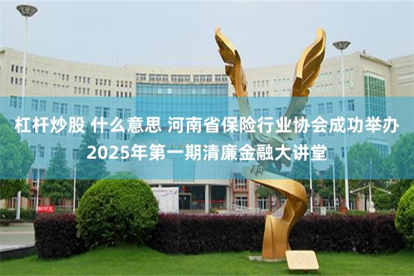 杠杆炒股 什么意思 河南省保险行业协会成功举办2025年第一期清廉金融大讲堂