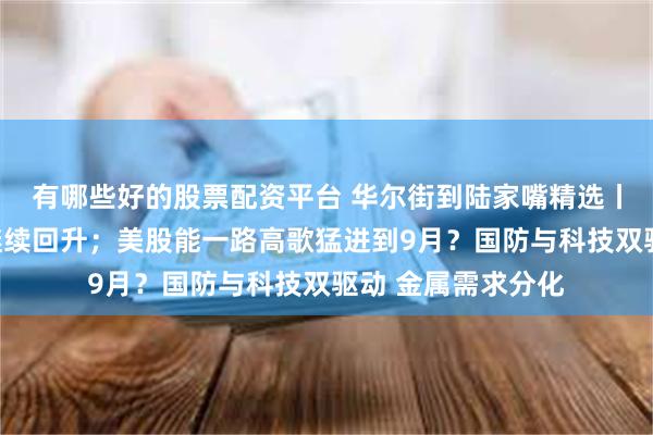 有哪些好的股票配资平台 华尔街到陆家嘴精选丨美国消费者信心继续回升；美股能一路高歌猛进到9月？国防与科技双驱动 金属需求分化