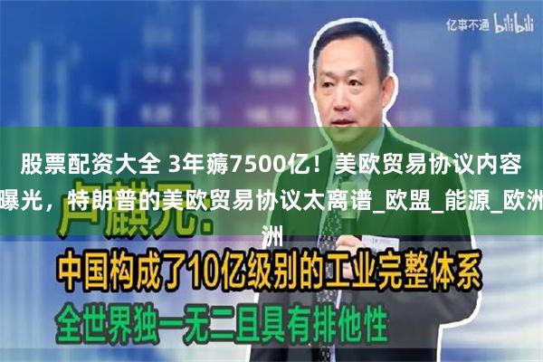 股票配资大全 3年薅7500亿！美欧贸易协议内容曝光，特朗普的美欧贸易协议太离谱_欧盟_能源_欧洲